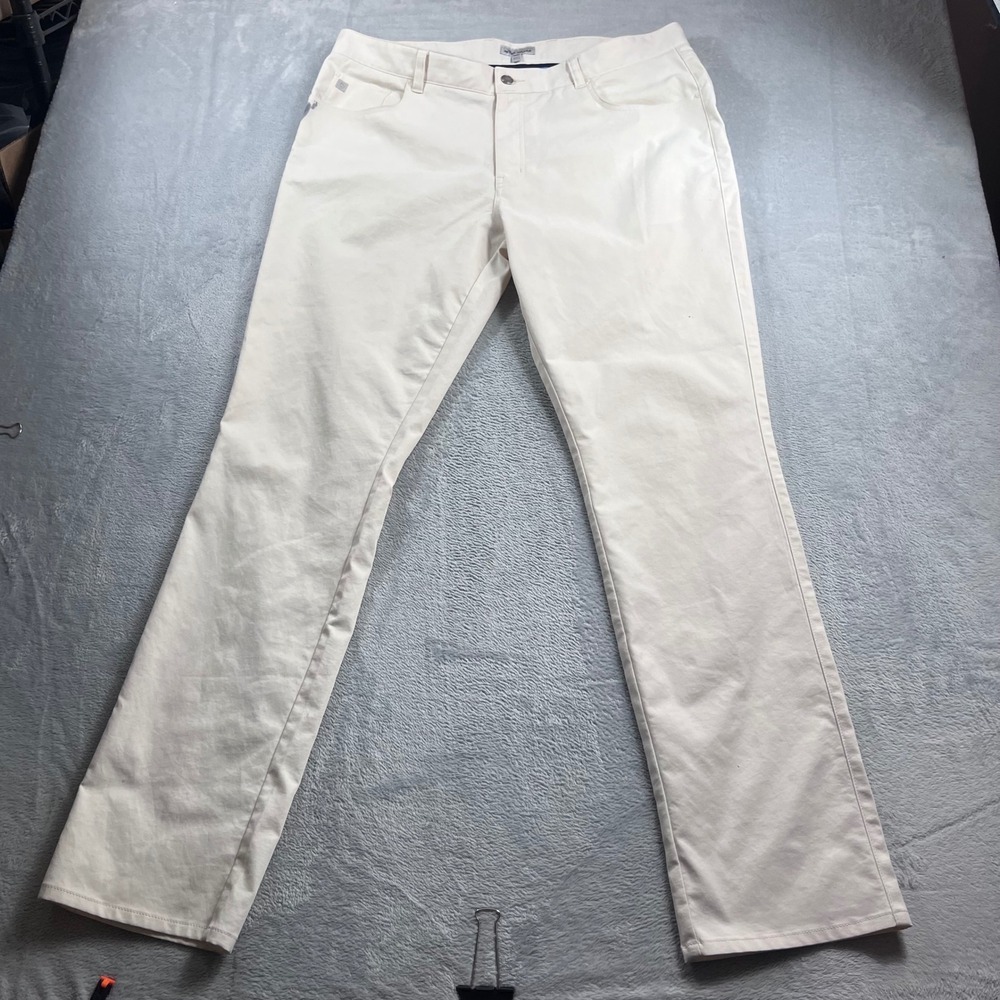 Peter Millar EB66 Performance Five-Pocket Pants Men 38x34 Cream White MF20EB66FB